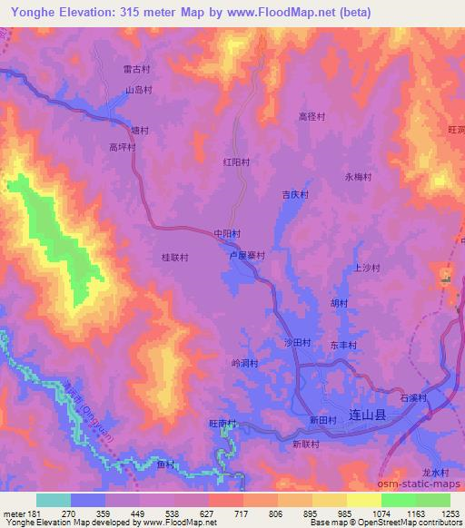 Yonghe,China Elevation Map