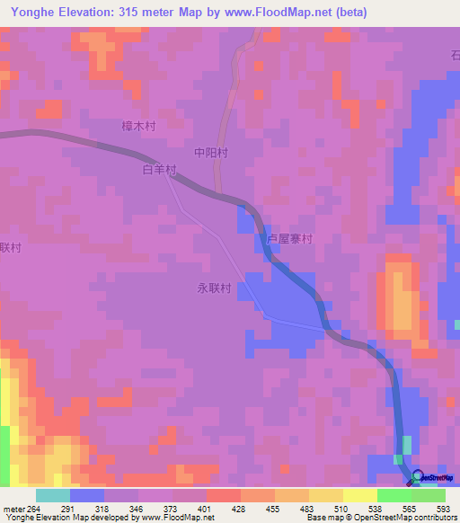 Yonghe,China Elevation Map