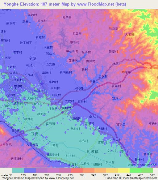 Yonghe,China Elevation Map