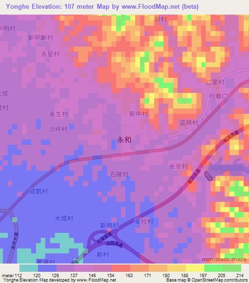 Yonghe,China Elevation Map