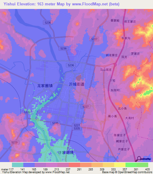 Yishui,China Elevation Map