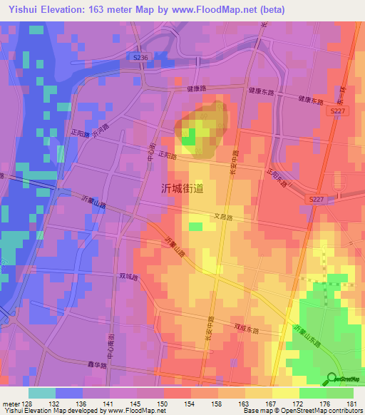 Yishui,China Elevation Map