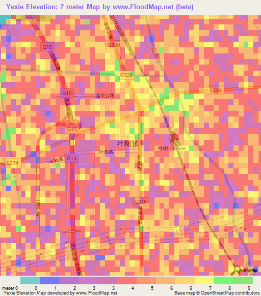 Yexie,China Elevation Map