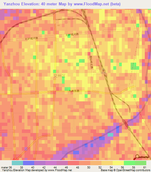 Yanzhou,China Elevation Map