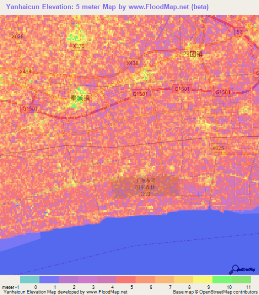 Yanhaicun,China Elevation Map