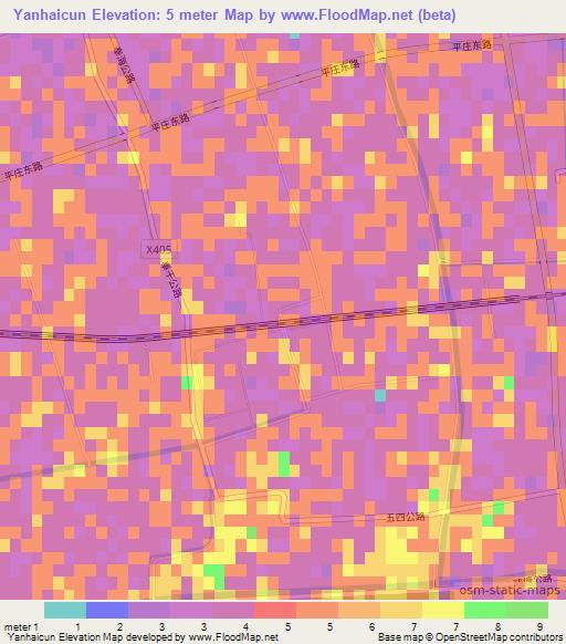 Yanhaicun,China Elevation Map