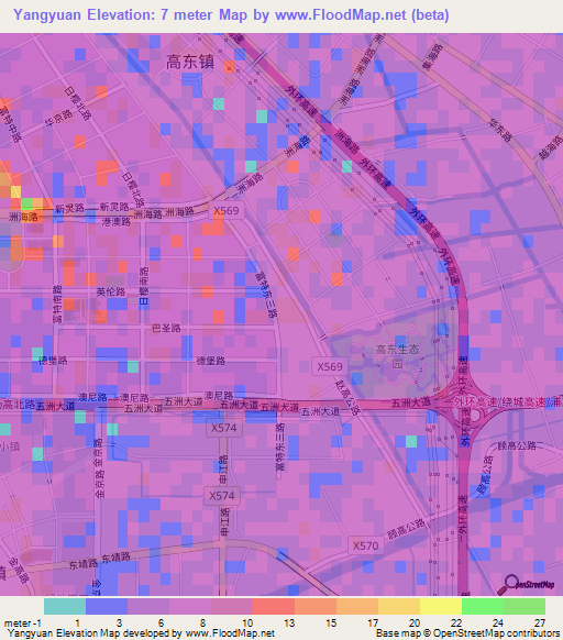 Yangyuan,China Elevation Map