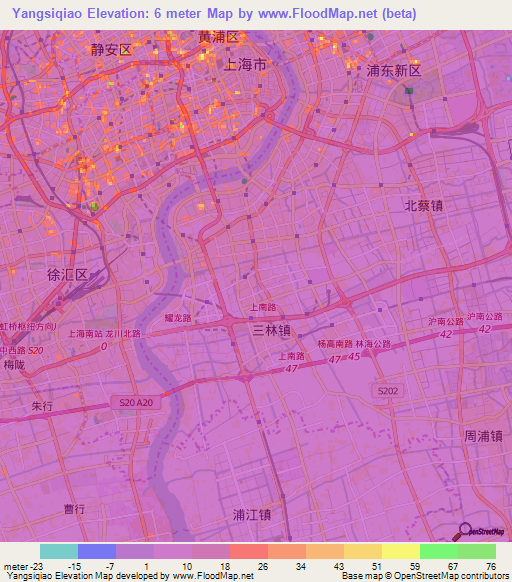 Yangsiqiao,China Elevation Map