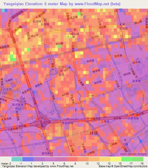 Yangsiqiao,China Elevation Map