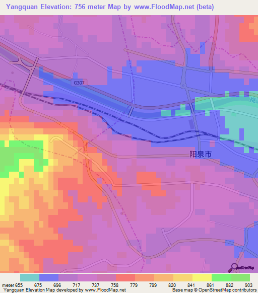 Yangquan,China Elevation Map