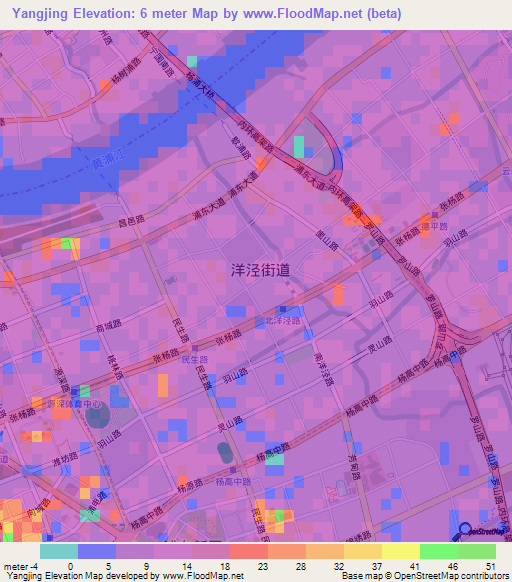 Yangjing,China Elevation Map