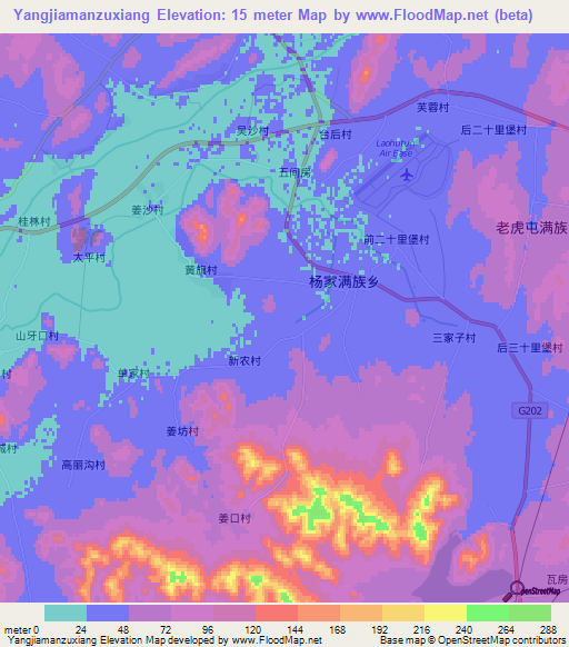 Yangjiamanzuxiang,China Elevation Map