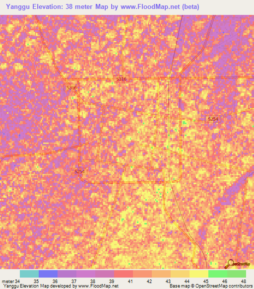 Yanggu,China Elevation Map