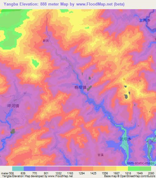 Yangba,China Elevation Map