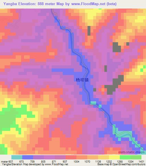 Yangba,China Elevation Map