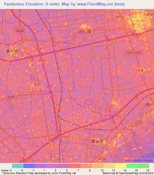 Yanduntou,China Elevation Map