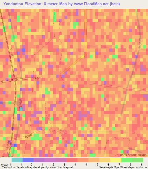 Yanduntou,China Elevation Map