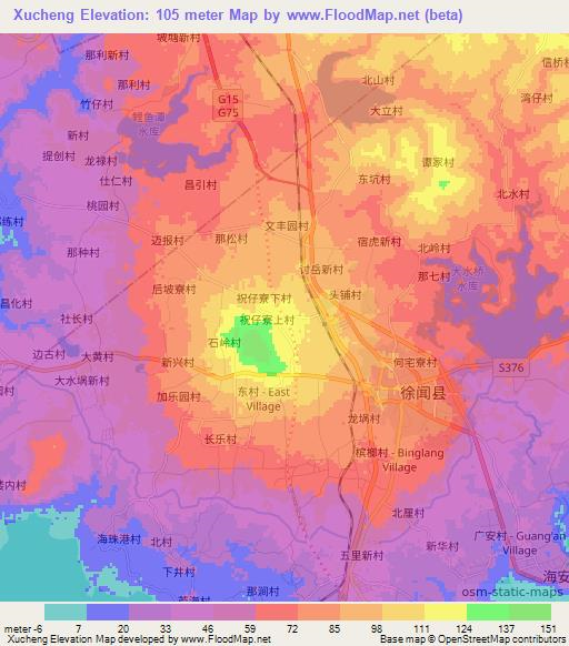 Xucheng,China Elevation Map