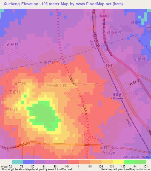 Xucheng,China Elevation Map