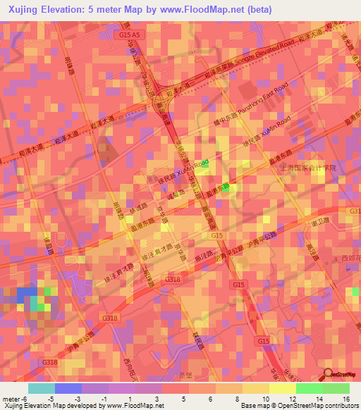 Xujing,China Elevation Map