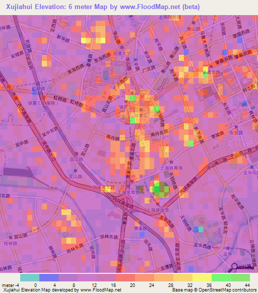 Xujiahui,China Elevation Map