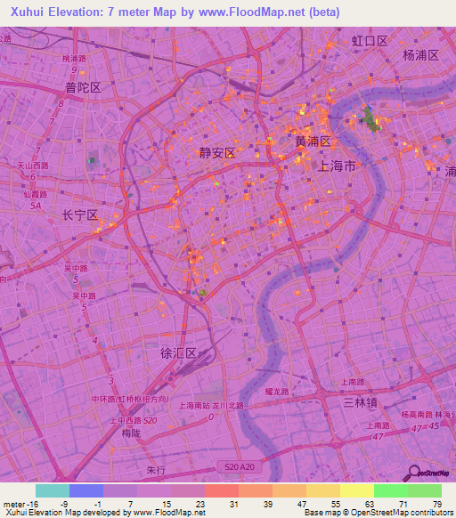 Xuhui,China Elevation Map