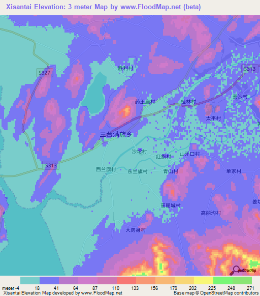 Xisantai,China Elevation Map