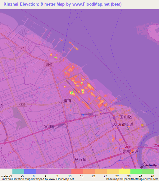 Xinzhai,China Elevation Map