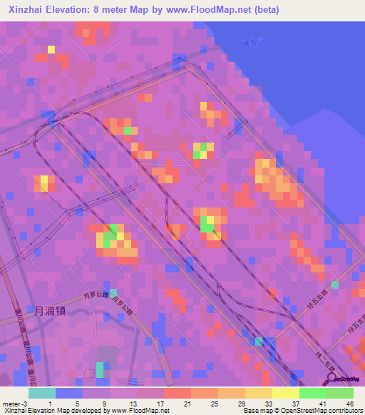 Xinzhai,China Elevation Map