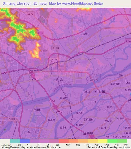 Xintang,China Elevation Map