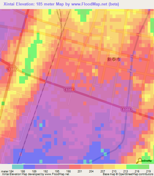 Xintai,China Elevation Map