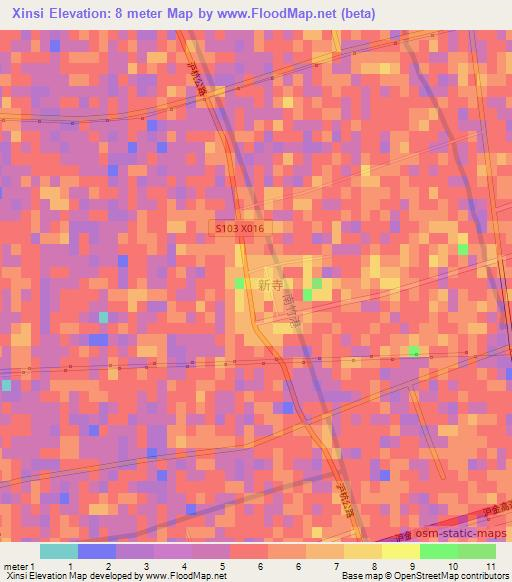 Xinsi,China Elevation Map