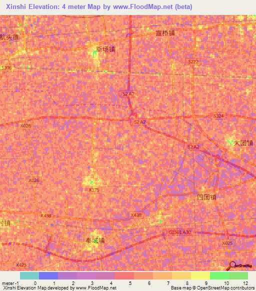 Xinshi,China Elevation Map