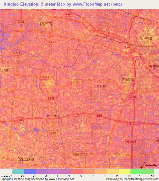 Xinqiao,China Elevation Map