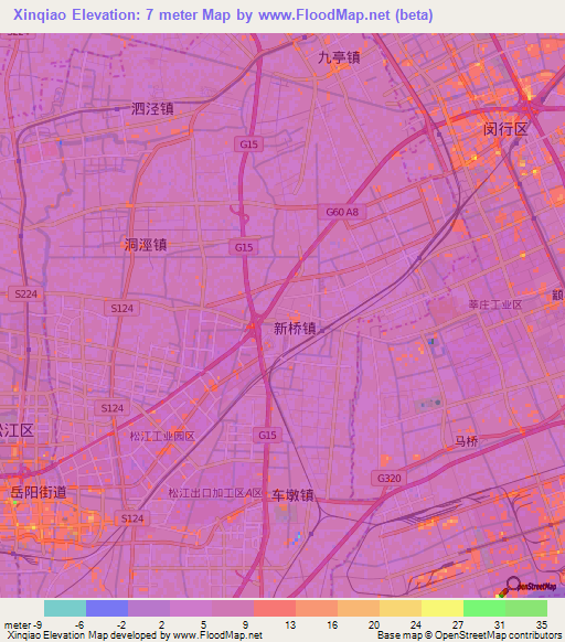 Xinqiao,China Elevation Map