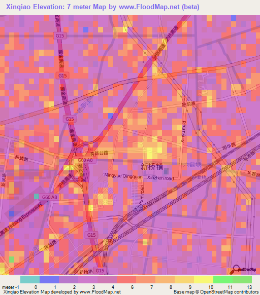 Xinqiao,China Elevation Map