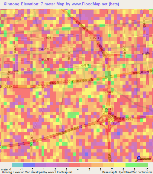 Xinnong,China Elevation Map