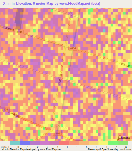 Xinmin,China Elevation Map