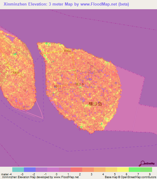 Xinminzhen,China Elevation Map