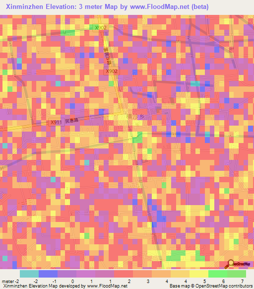 Xinminzhen,China Elevation Map