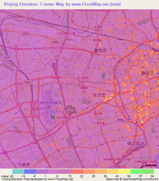 Xinjing,China Elevation Map