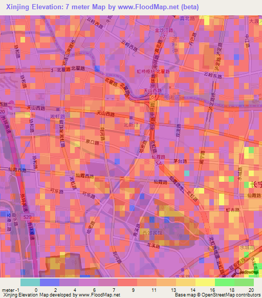 Xinjing,China Elevation Map