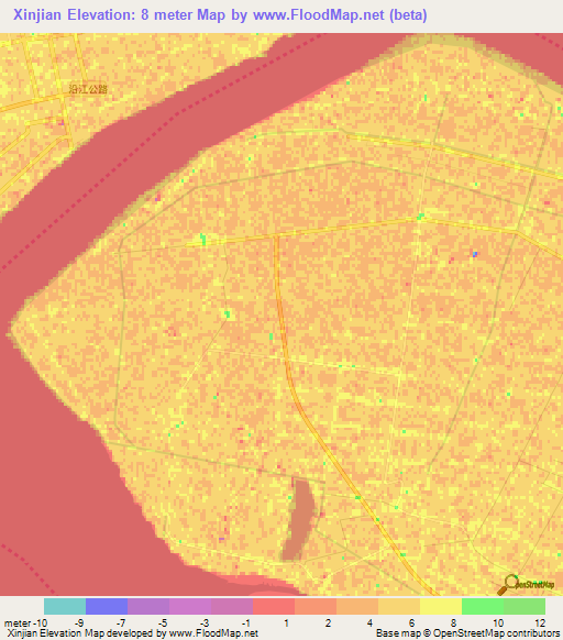 Xinjian,China Elevation Map