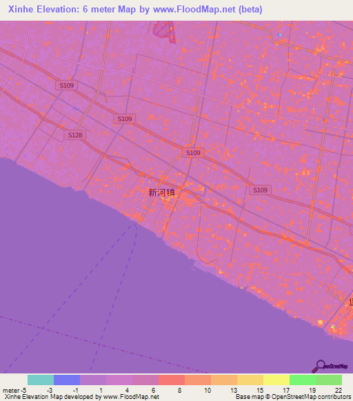 Xinhe,China Elevation Map