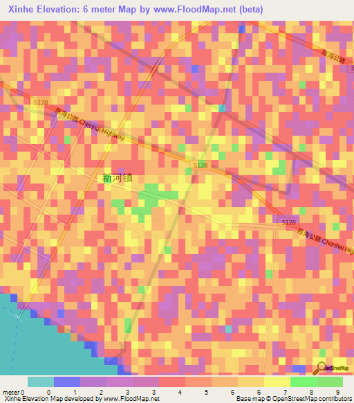 Xinhe,China Elevation Map