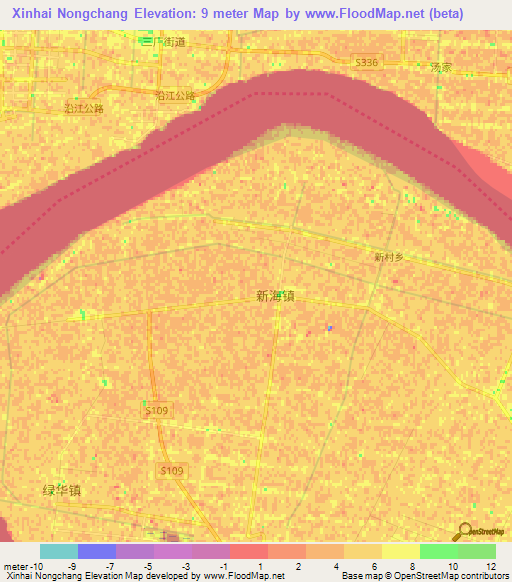 Xinhai Nongchang,China Elevation Map