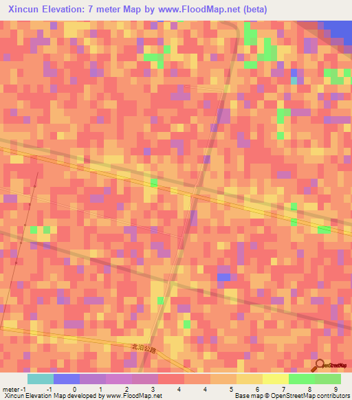 Xincun,China Elevation Map