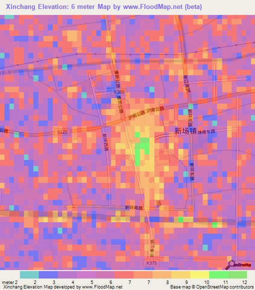 Xinchang,China Elevation Map