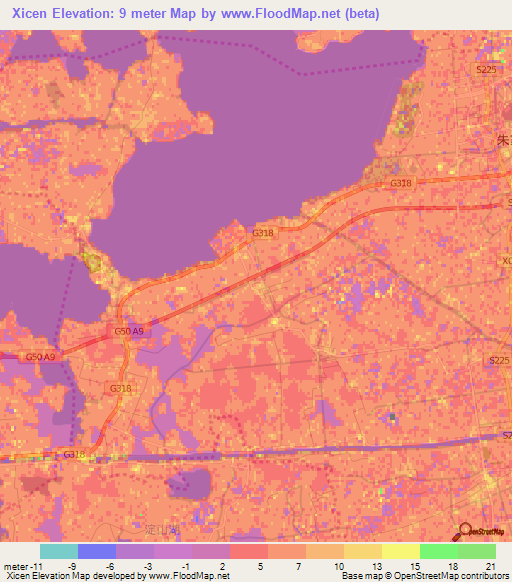 Xicen,China Elevation Map