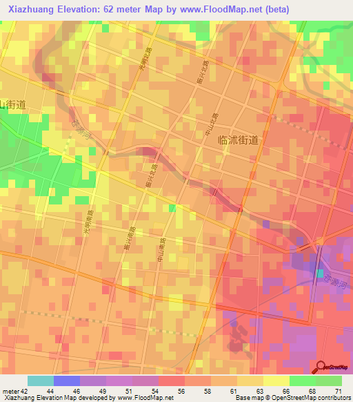 Xiazhuang,China Elevation Map